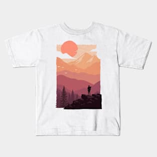 Sun Rises Over The Big Mountain - Wanderlust Kids T-Shirt